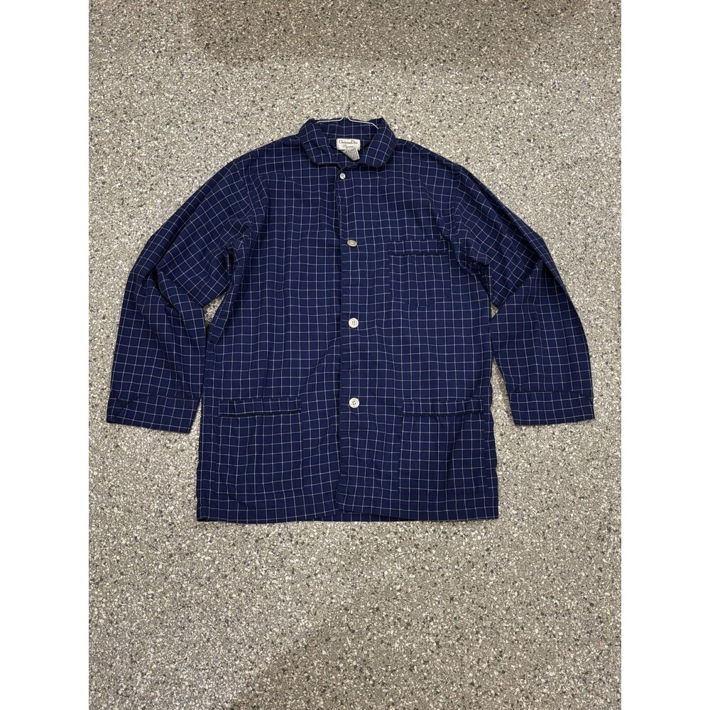 Christian Dior Mens Blue Plaid Pyjama Top size Large